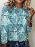 Geometric Print Long Sleeve Crew Neck T-shirt