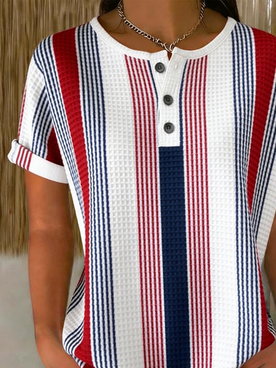 Loose Vintage Striped Others T-Shirt