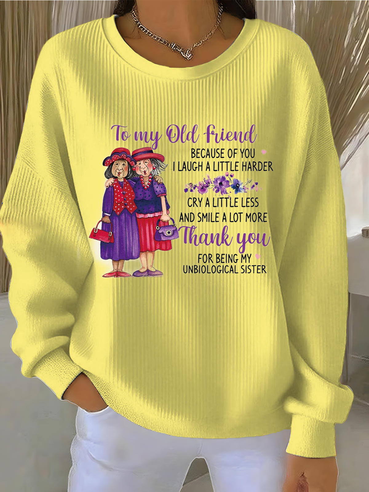 Letter Pattern Simple Crew Neck Loose Sweatshirt