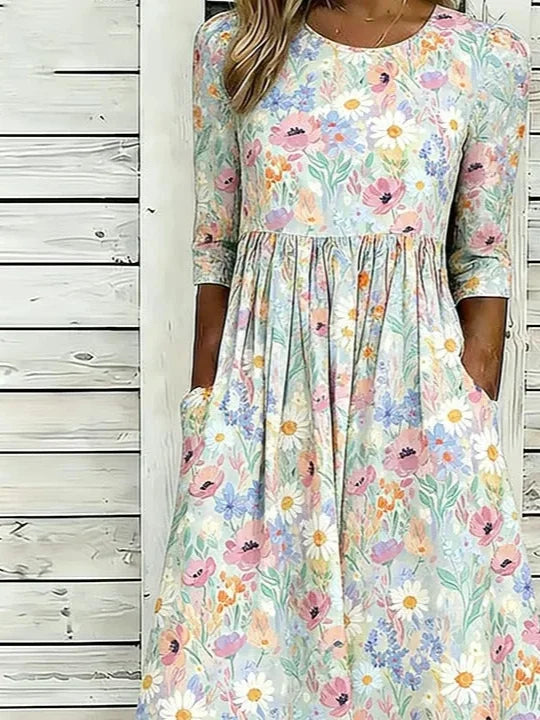 Loose Casual Crew Neck Dress With No