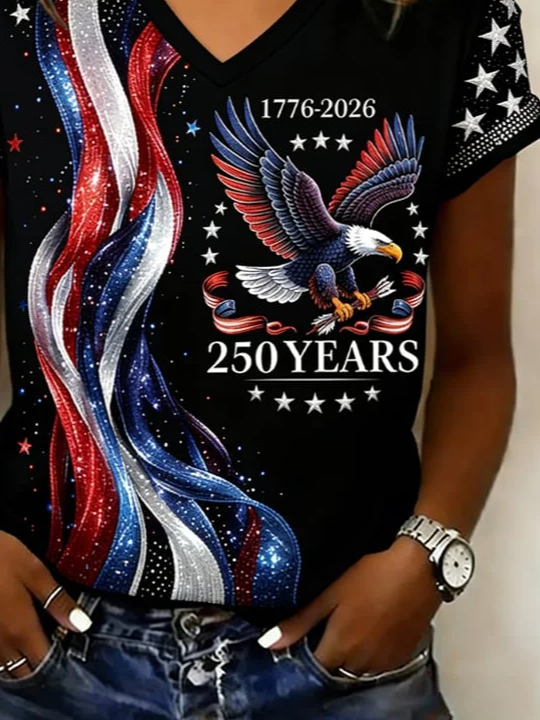 Women's Short Sleeve T-shirt Summer Black Text Letters Printing V Neck Holiday Going Out Vintage Top
