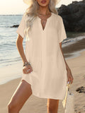 Casual Plain V Neck Mini Dress
