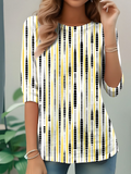 Women's Everyday Graphic T-shirt Elegant Retro Round Neck Long Sleeve Top Spring and Autumn