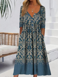 Women's Floral Print Casual Button Dress