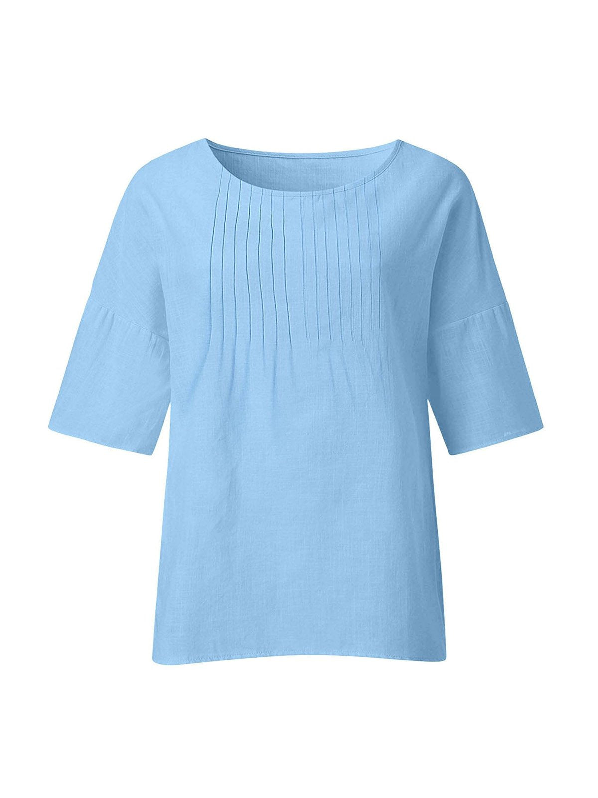 Casual Plain Crew Neck Blouse