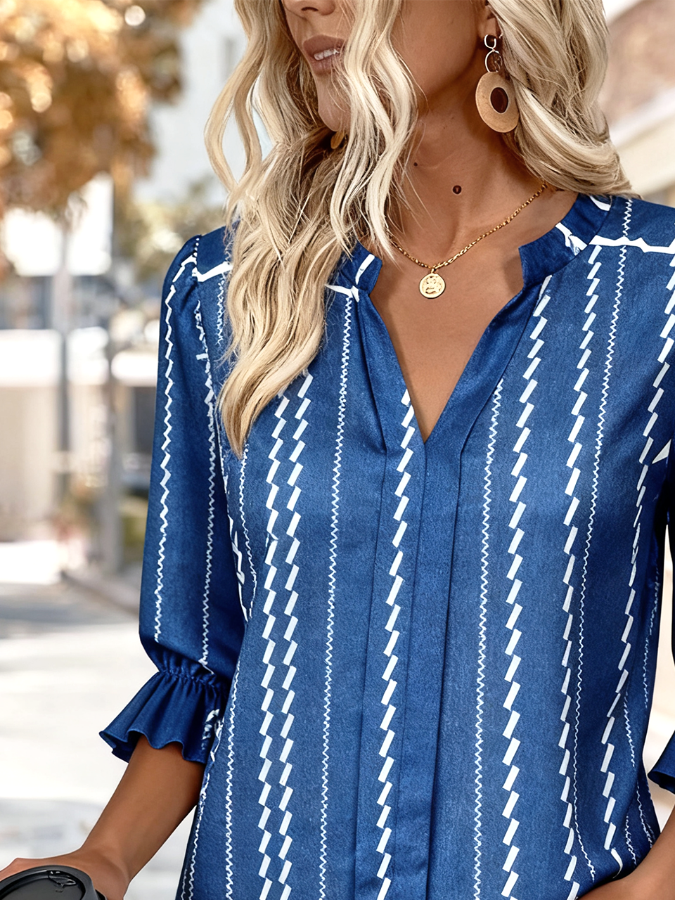 Regular Fit Linen Blend Elegant V Neck Shirt