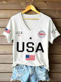 Cotton Loose V Neck Casual T-Shirt