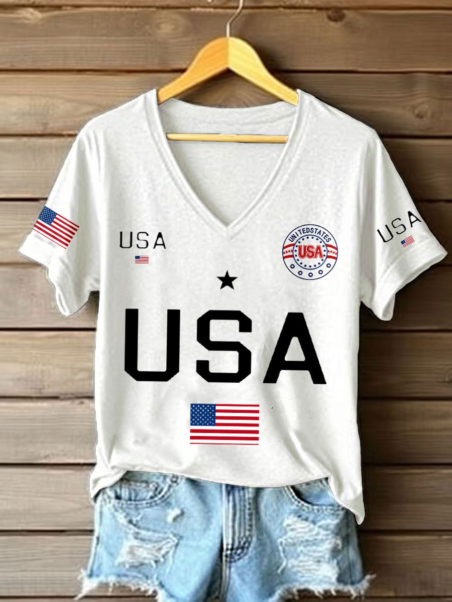 Cotton Loose V Neck Casual T-Shirt