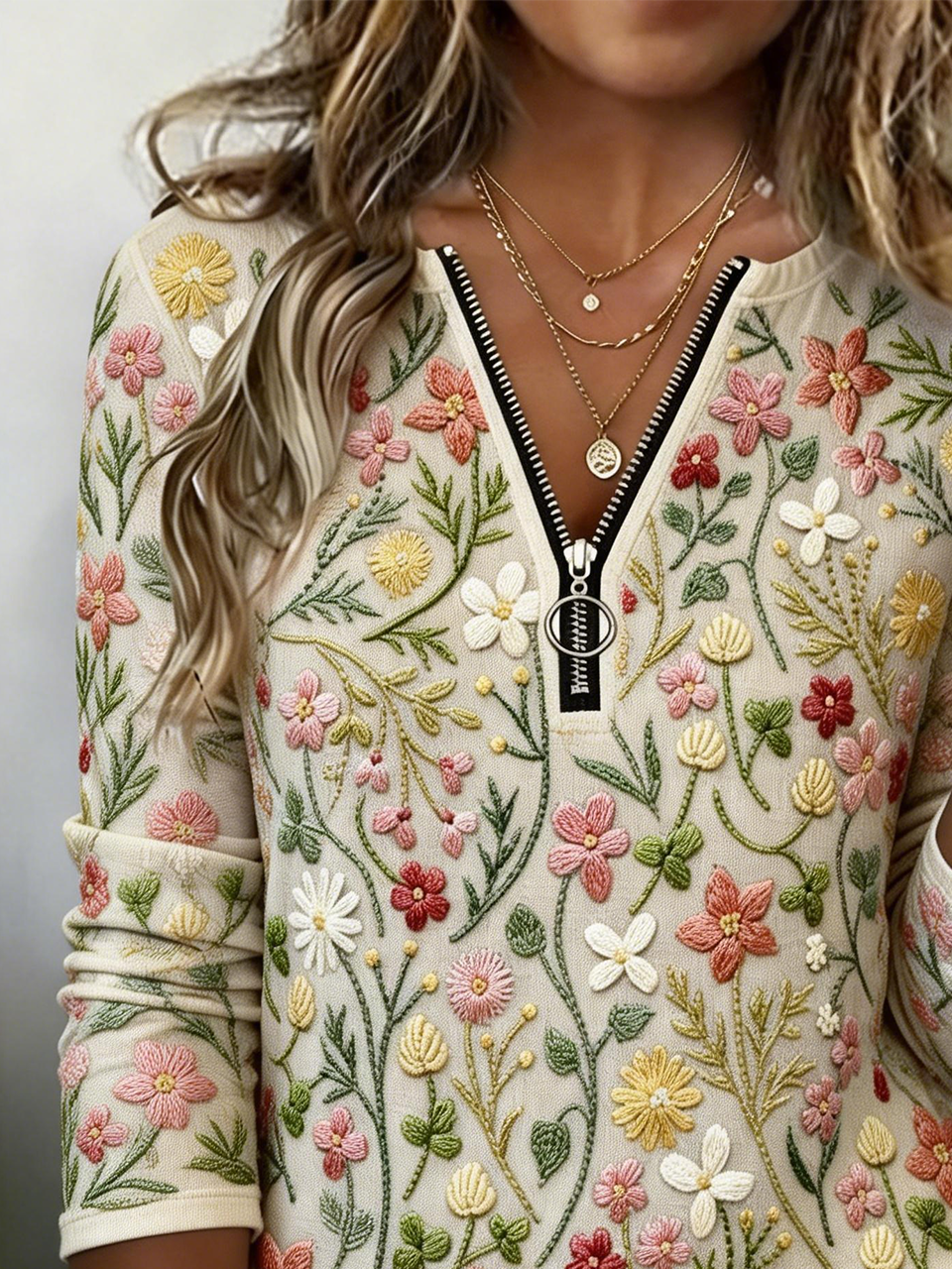 Loose Vintage Zipper 3D Printing T-Shirt