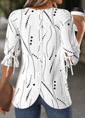 Abstract Polka Dots Regular Fit Casual Crew Neck Casual Shirt