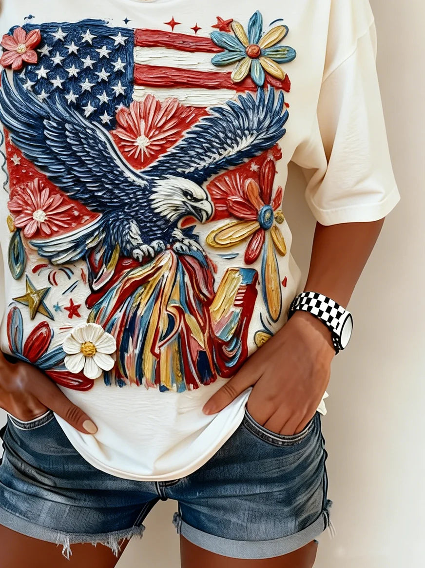 250th anniversary Crew Neck Casual Independence Day T-Shirt