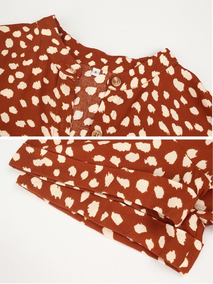 Women's Short Sleeve Summer Blue Polka Dots Split Joint V Neck Daily Going Out Vintage Maxi A-Line T-Shirt Dress Dress