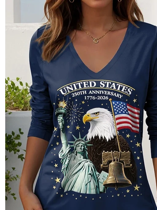 Casual Cotton-Blend Independence Day T-Shirt