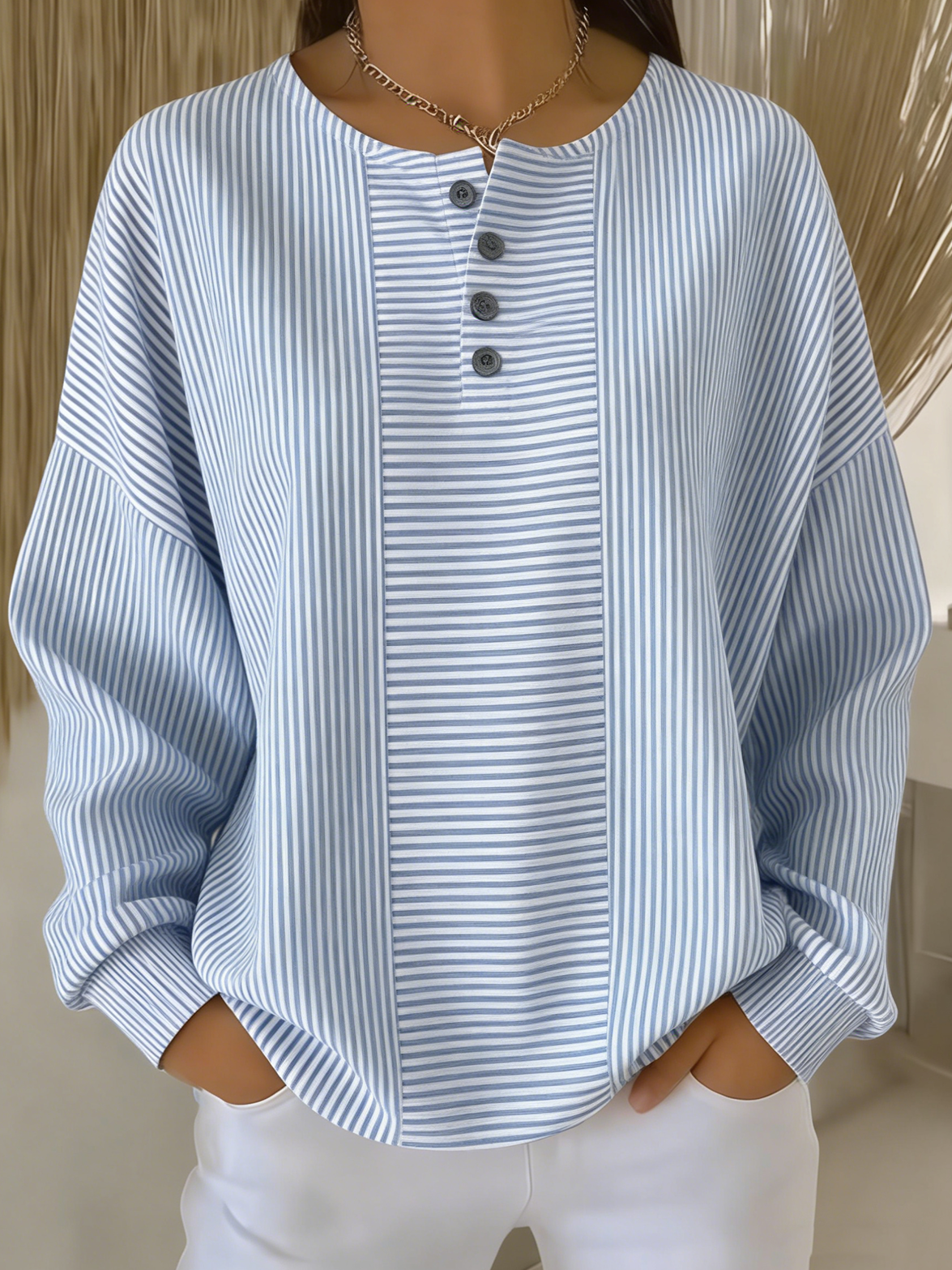 Casual Loose Striped Sweatshirt