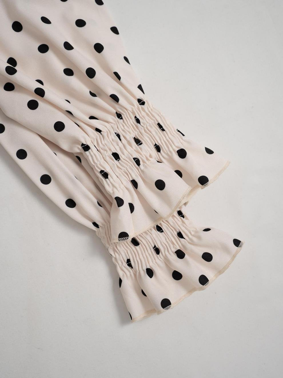 Women's Long Sleeve Shirt Spring/Fall Apricot Polka Dots Split Joint Lotus Leaf Collar Petal Sleeve Daily Going Out Casual Top