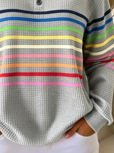 Loose Others Casual Striped Sweatshirt