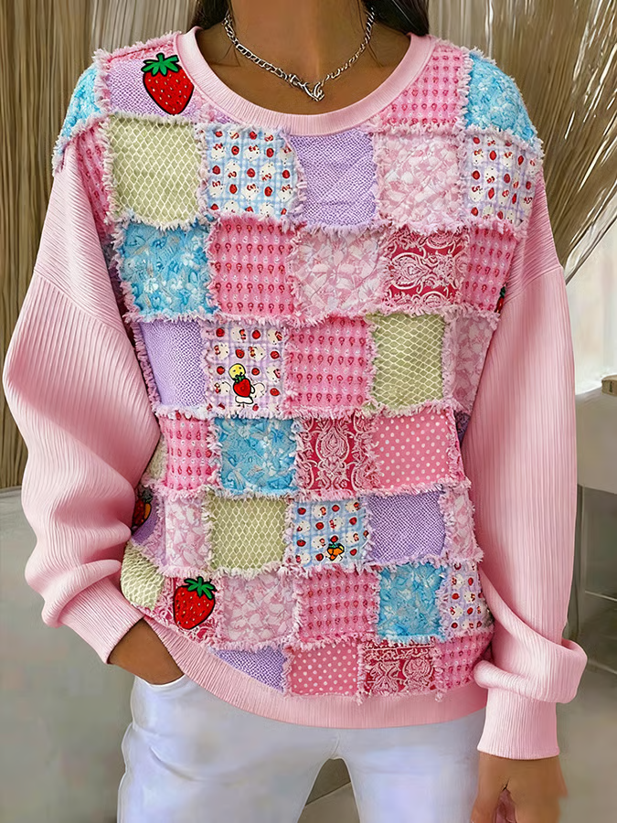 Abstract Loose Printing Casual Sweatshirt