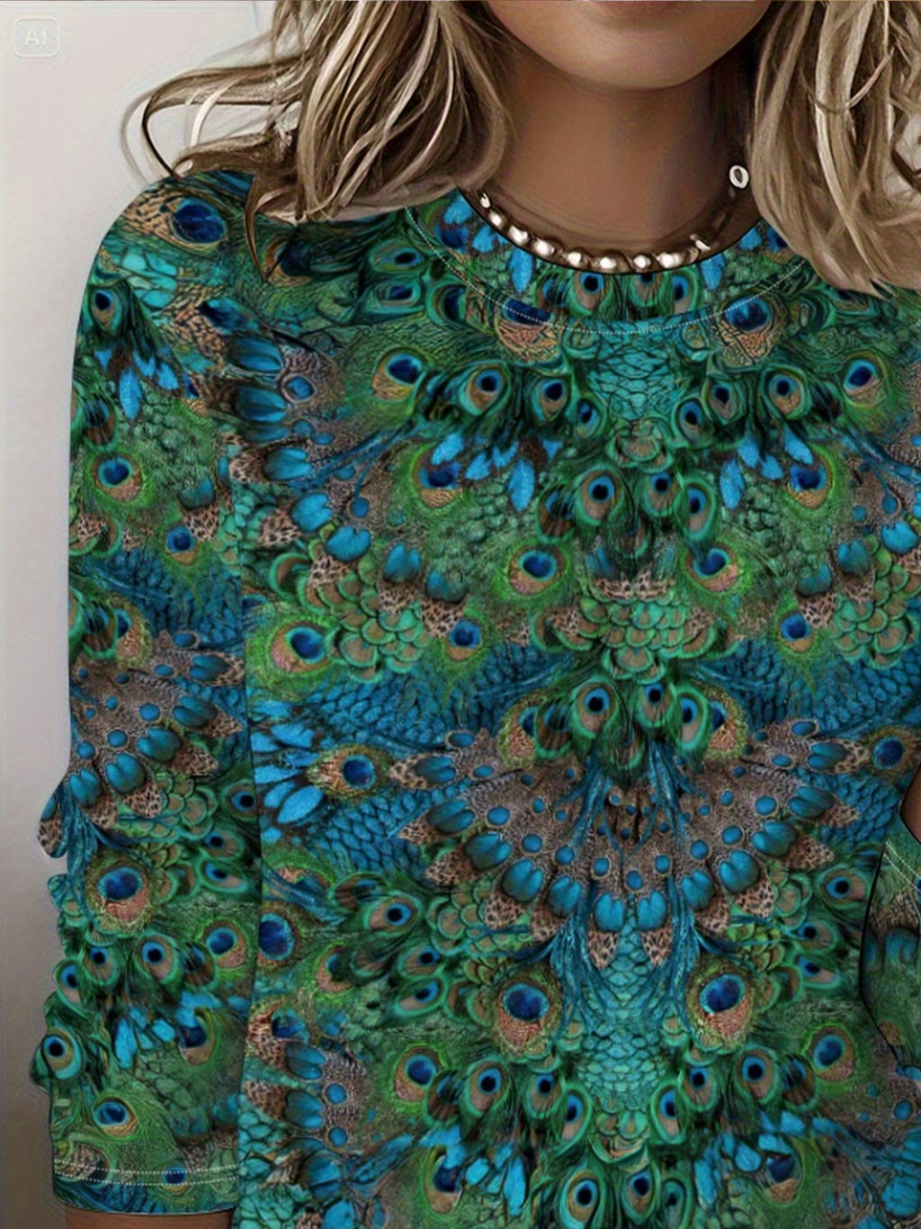 Women's Long Sleeve T-shirt Spring/Fall Green Abstract Printing Jersey Crew Neck Daily Going Out Casual Top