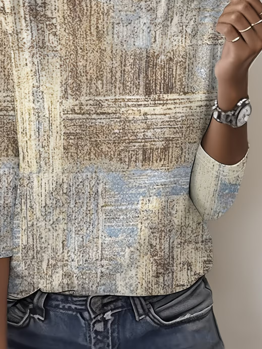 Women's Long Sleeve T-shirt Spring/Fall As Picture Abstract Printing Jersey Crew Neck Daily Going Out Casual Top