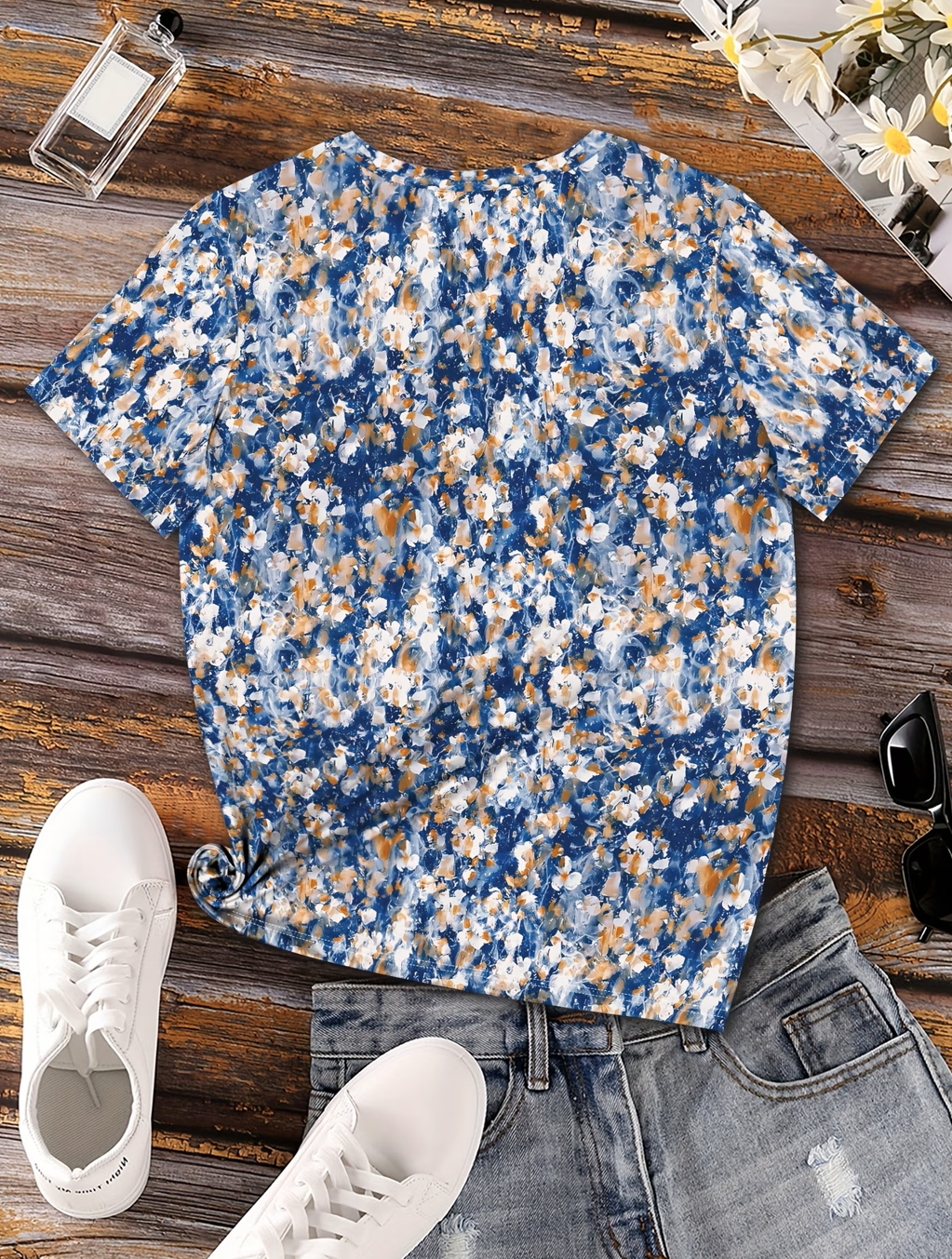 Cotton Elegant V Neck Regular Fit T-Shirt