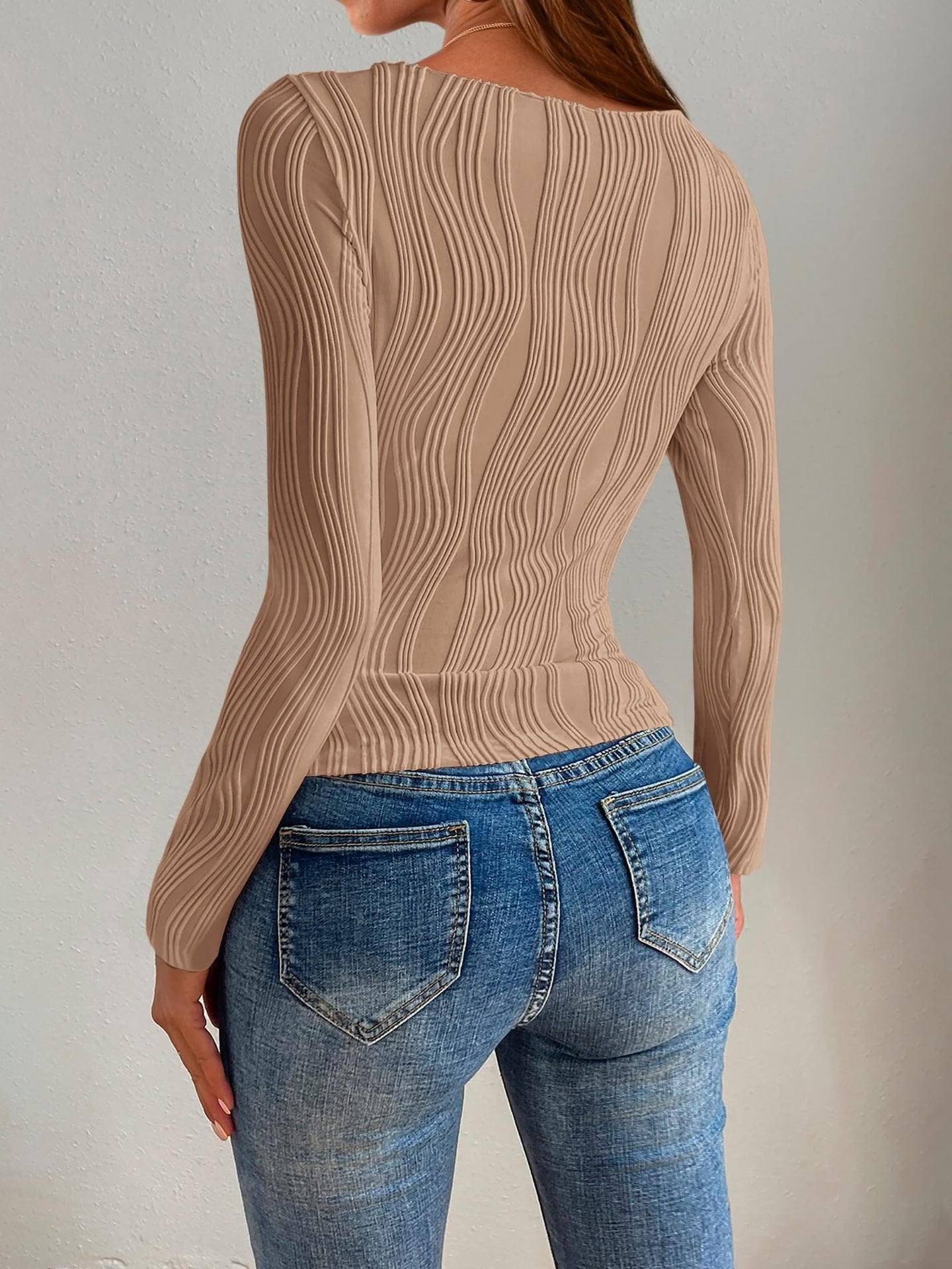 Women's Long Sleeve T-shirt Spring/Fall White Geometric Split Joint Crew Neck Daily Going Out Casual Top