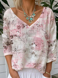 Casual Floral Loose Jersey T-Shirt