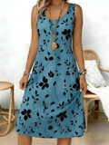 Crew Neck Loose Casual Dress With No