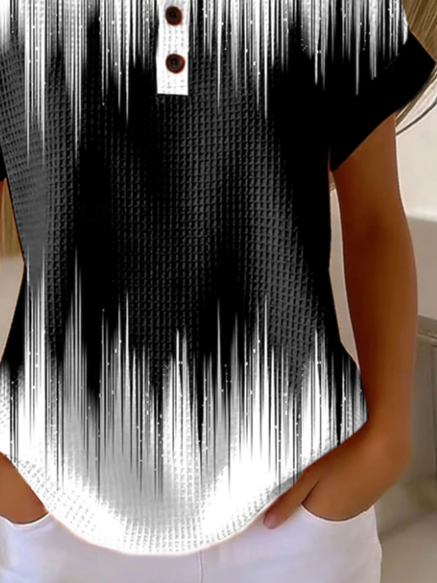 Women's Short Sleeve T-shirt Summer Black Abstract Printing Crew Neck Daily Going Out Vintage Top