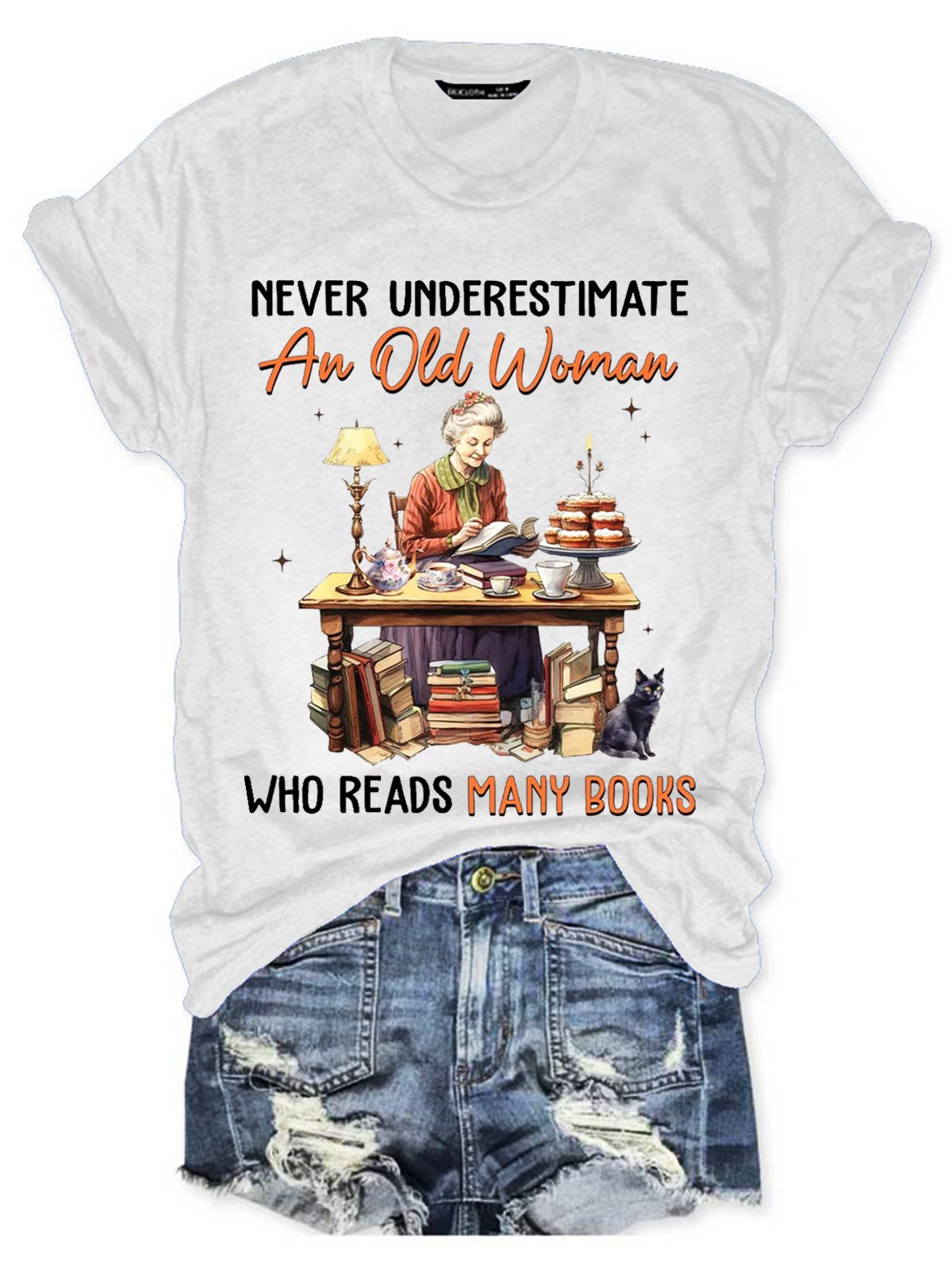 Never Underestimate An Old Woman Who Reads Many Books Book Lovers Gift Women's V-neck T-shirt