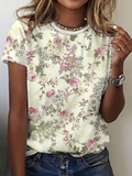 Women's Short Sleeve T-shirt Summer As Picture Floral Printing Jersey Crew Neck Daily Going Out Casual Top