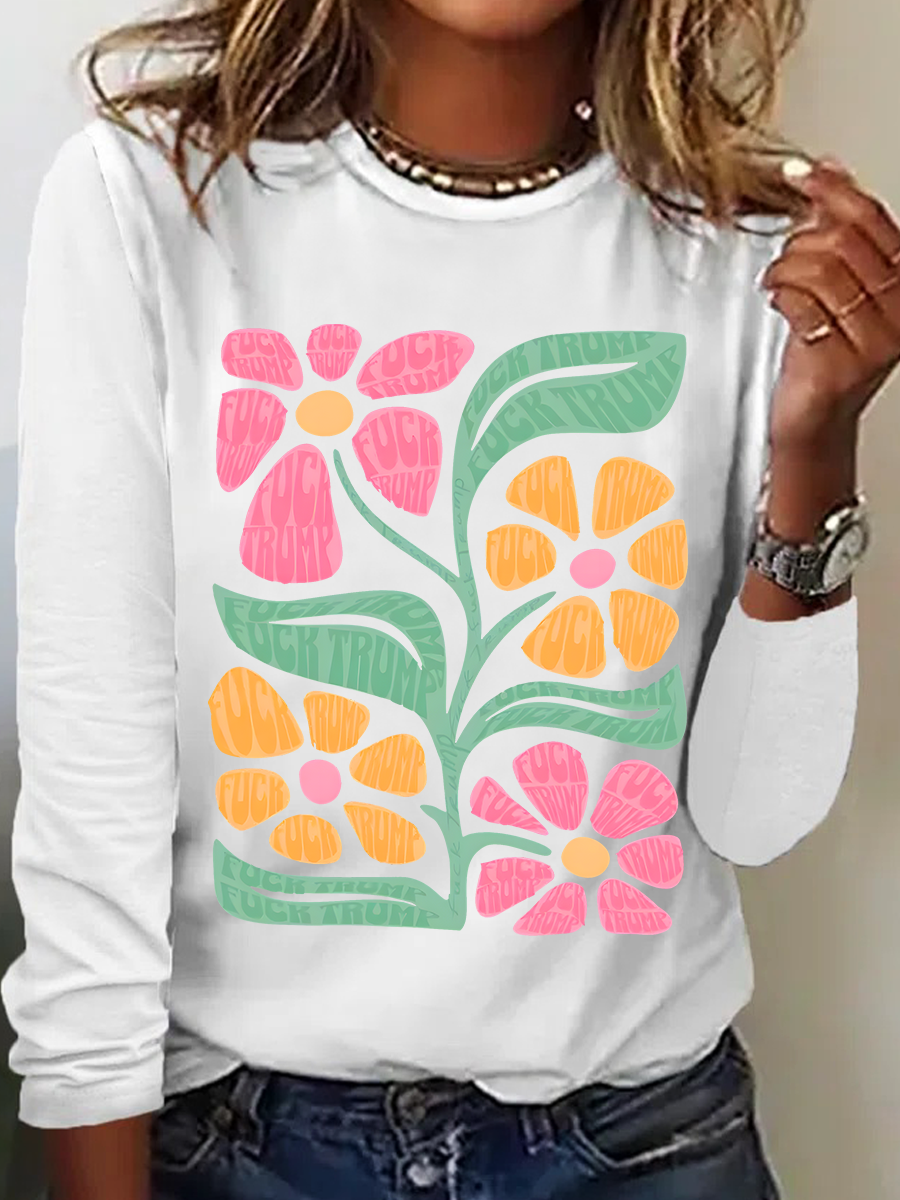 Women’s Graphic T-Shirt Retro Flower Print Casual blouse