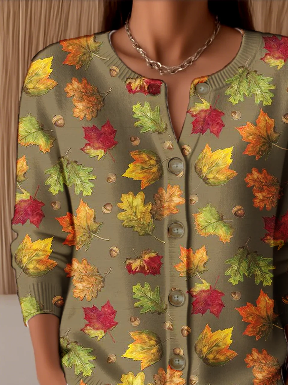 Knitted Crew Neck Loose Peasant Cardigan