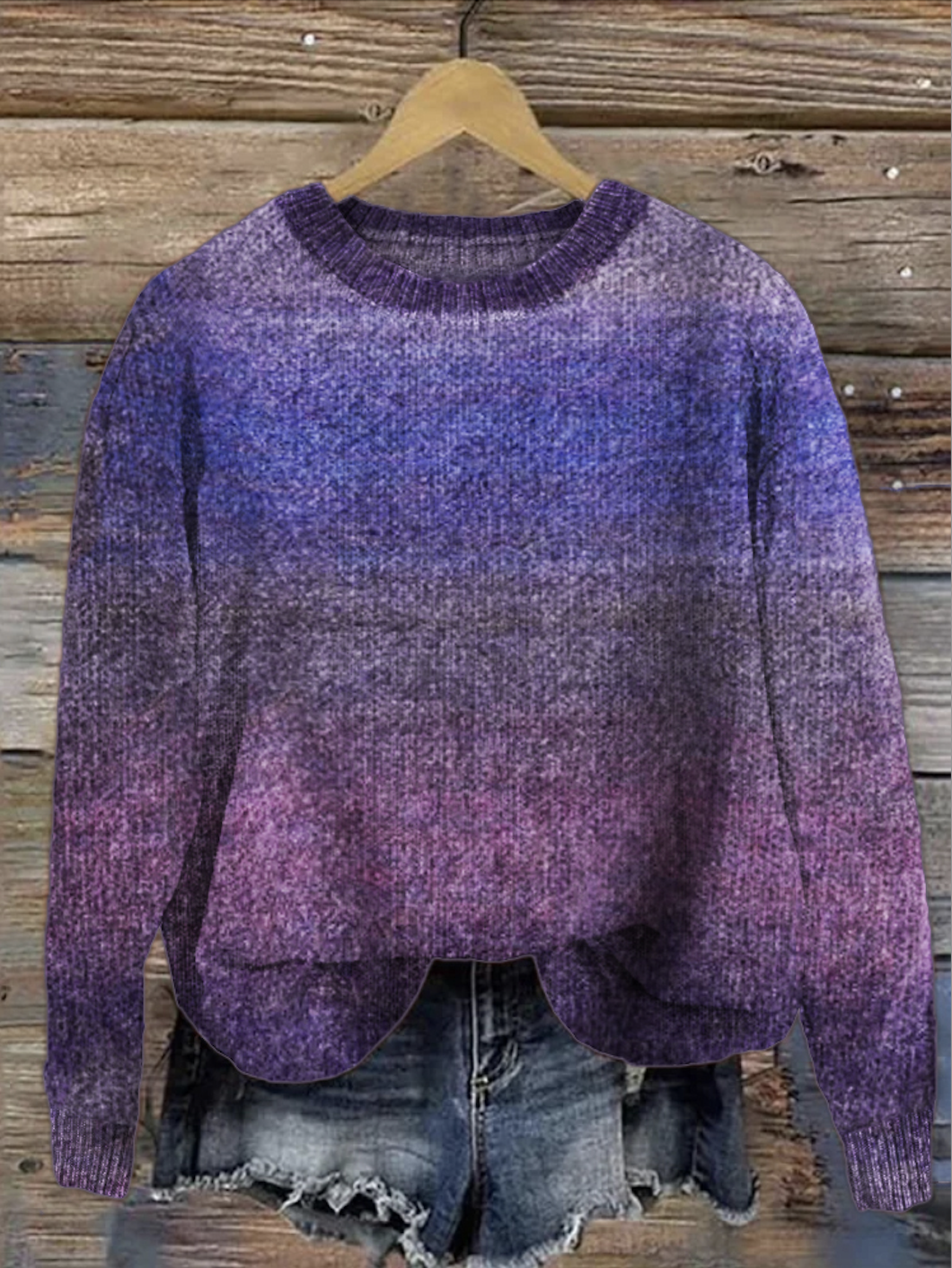 Purple Ombre Sweatshirt with Horizontal Stripes
