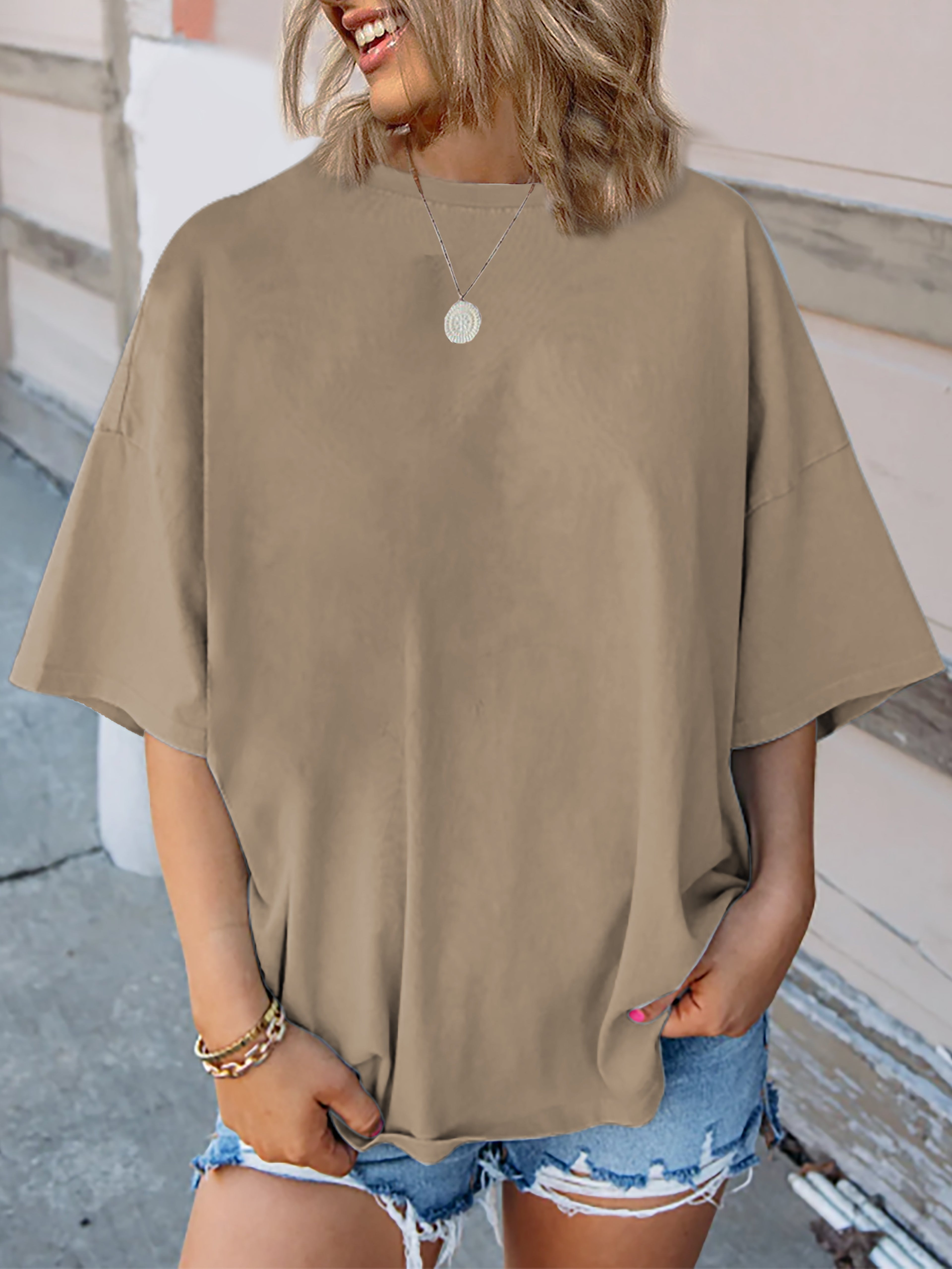 Crew Neck Loose Casual Plain T-Shirt