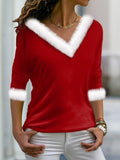 Women's Long Sleeve T-shirt Spring/Fall Color1 Geometric Printing V Neck Daily Going Out Casual Top