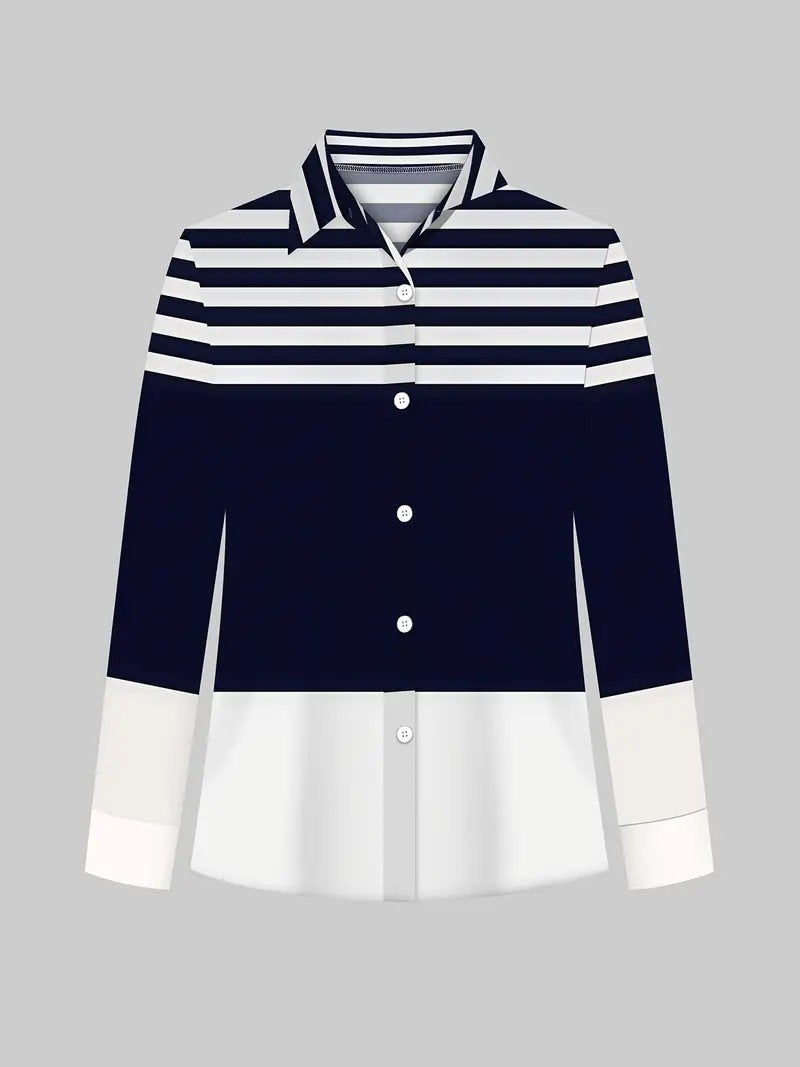 Loose Shirt Collar Casual Striped Shirt