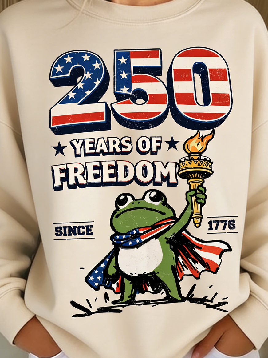 Crew Neck Independence Day Casual Sweatshirt
