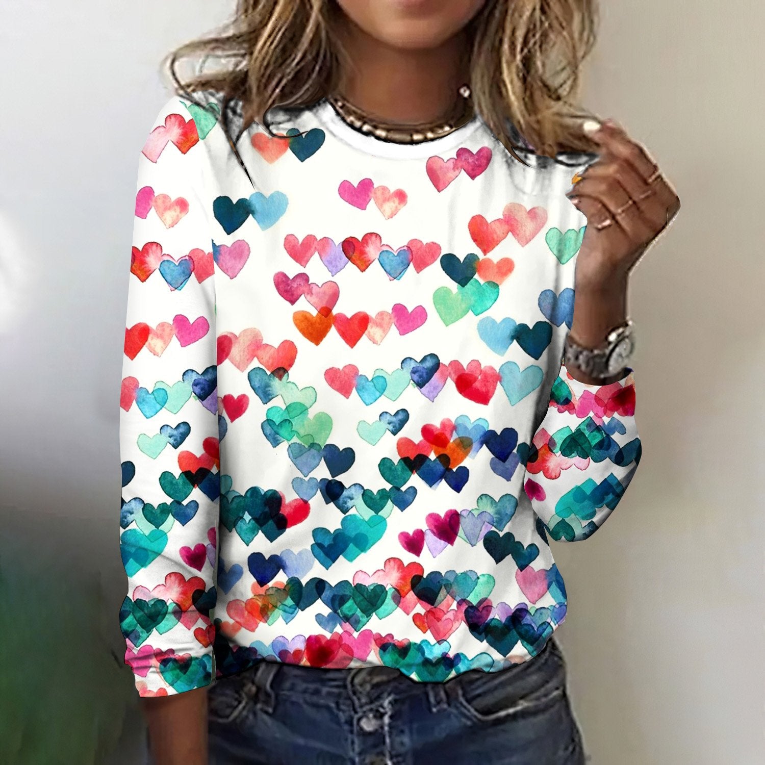 Women Casual Long Sleeve Crew Neck T-shirts