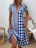 Elegant Striped Shirt Dress With No