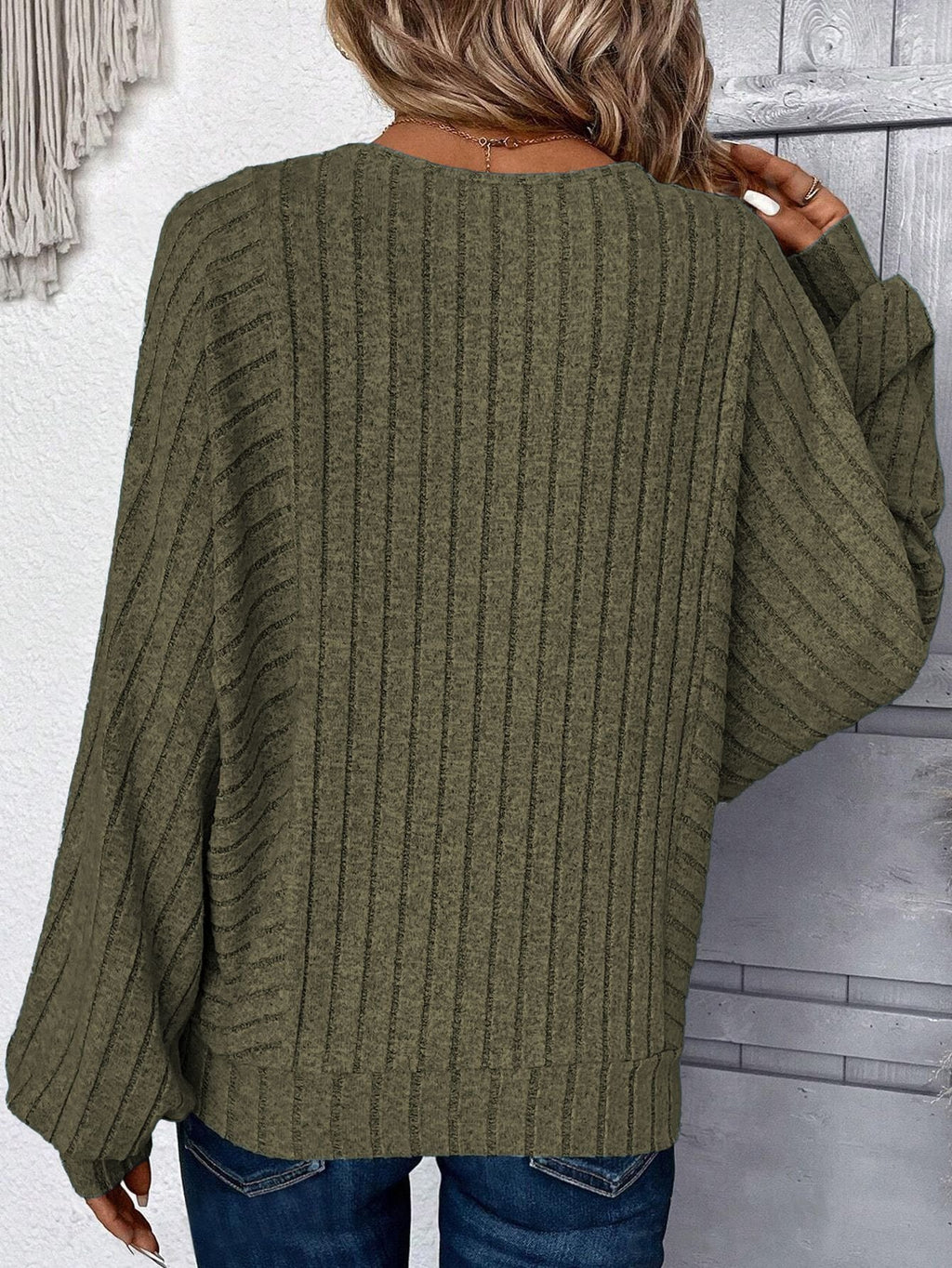 Elegant Dolman Sleeve Loose Crew Neck Plain T-Shirt