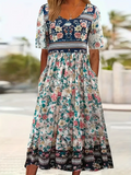 Women's Short Sleeve Summer As Picture Floral Printing Crew Neck Daily Going Out Casual Maxi H-Line Shift Dress Dress