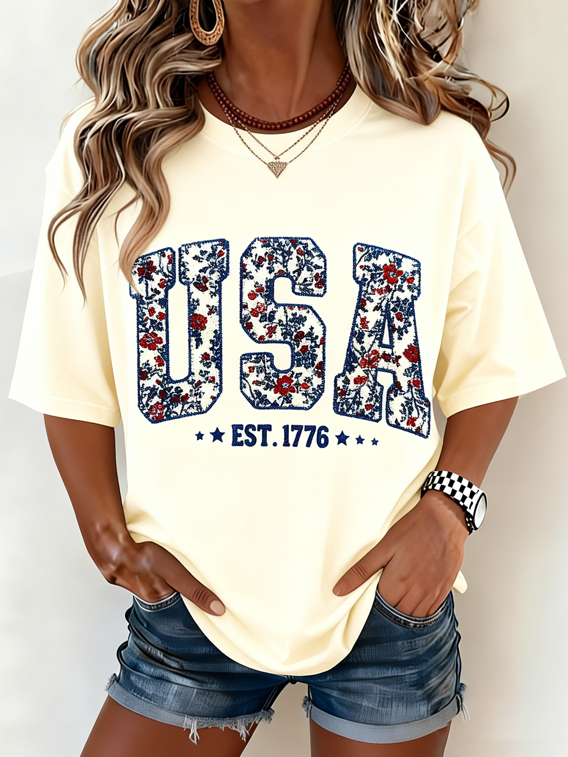 250th anniversary Independence Day Crew Neck Cotton Casual T-Shirt