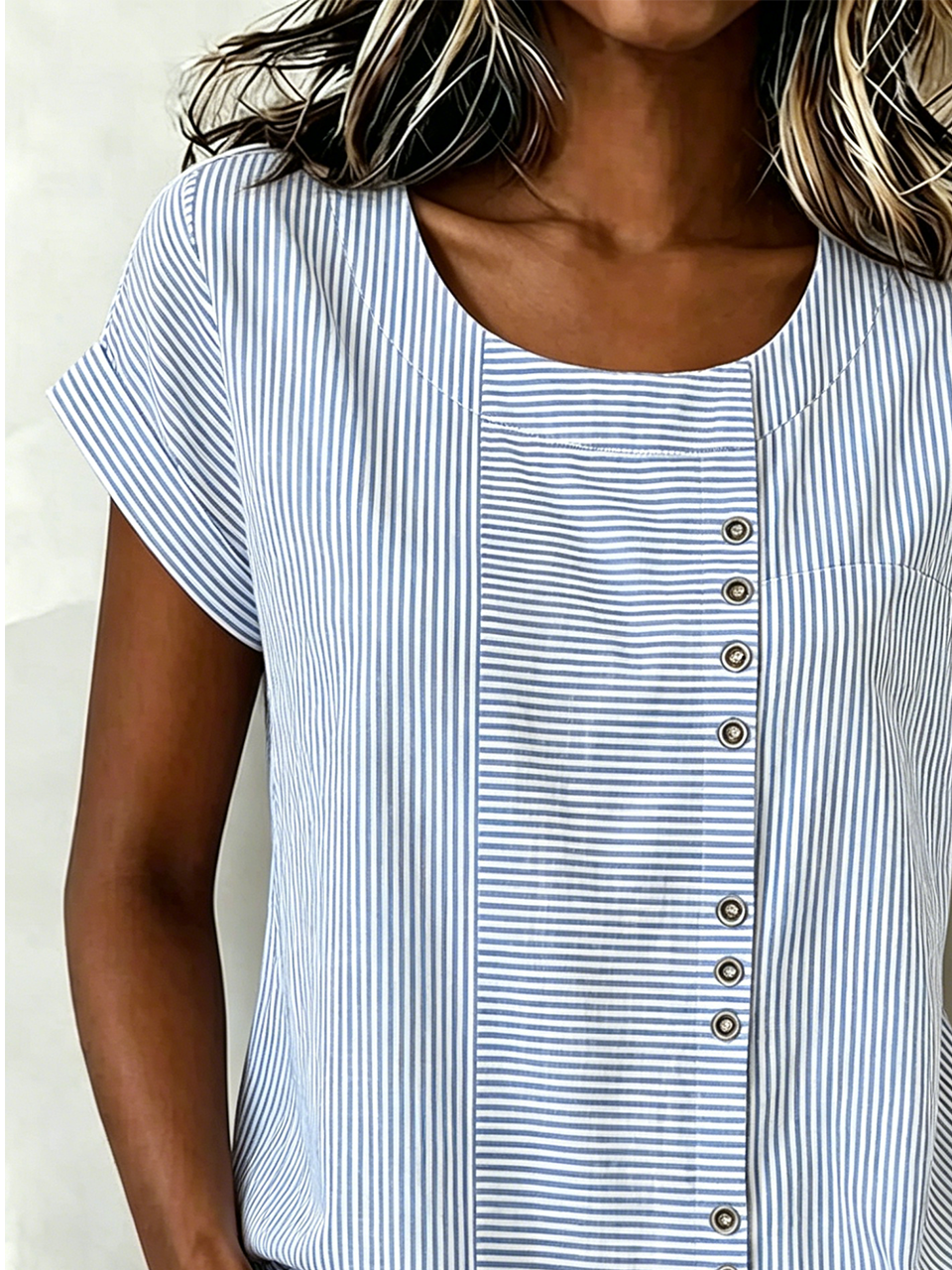 Loose Crew Neck Linen Blend Vintage Shirt