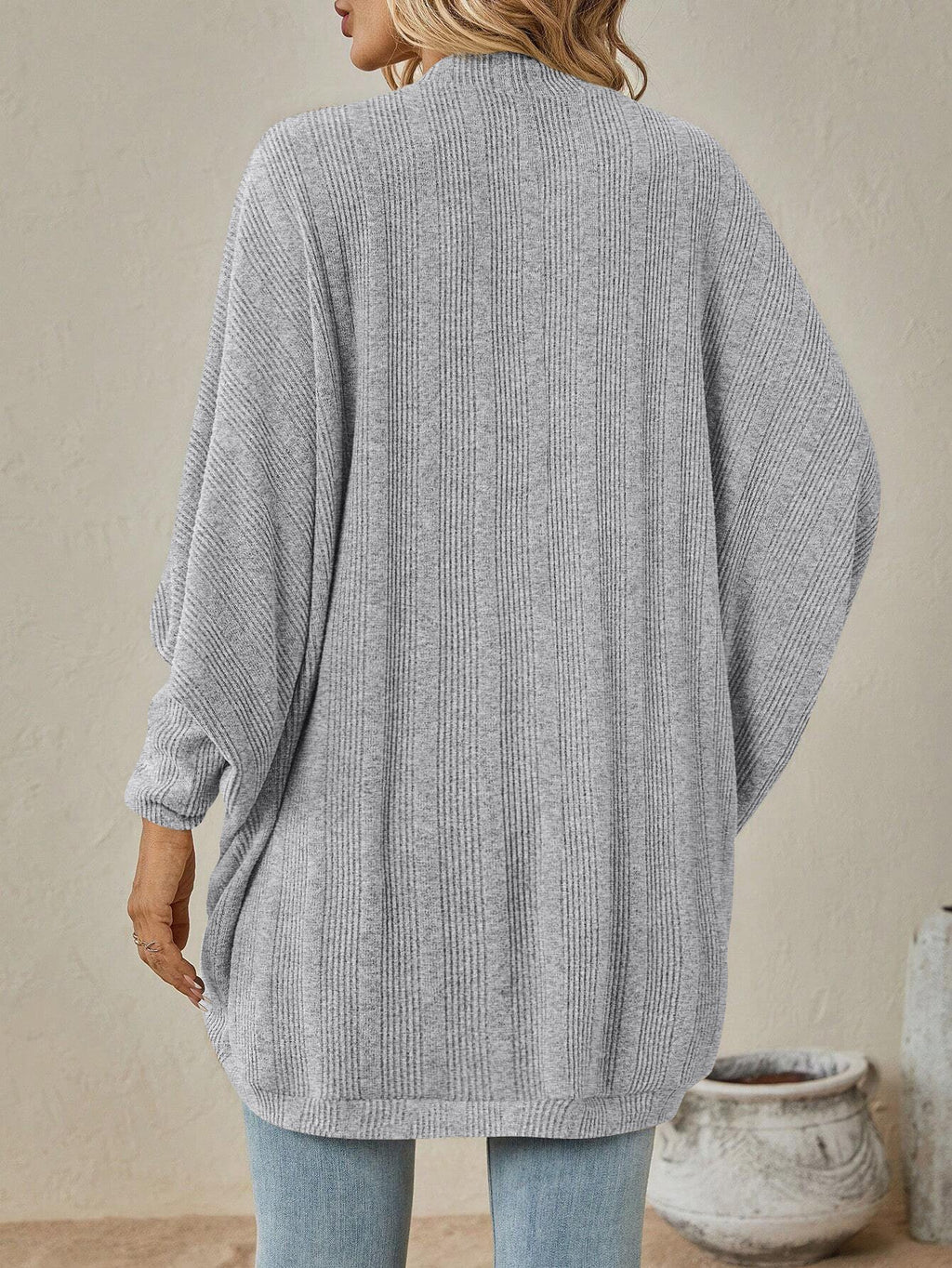 Vintage Wrap Solid Color Mid-length Knitted Cardigan
