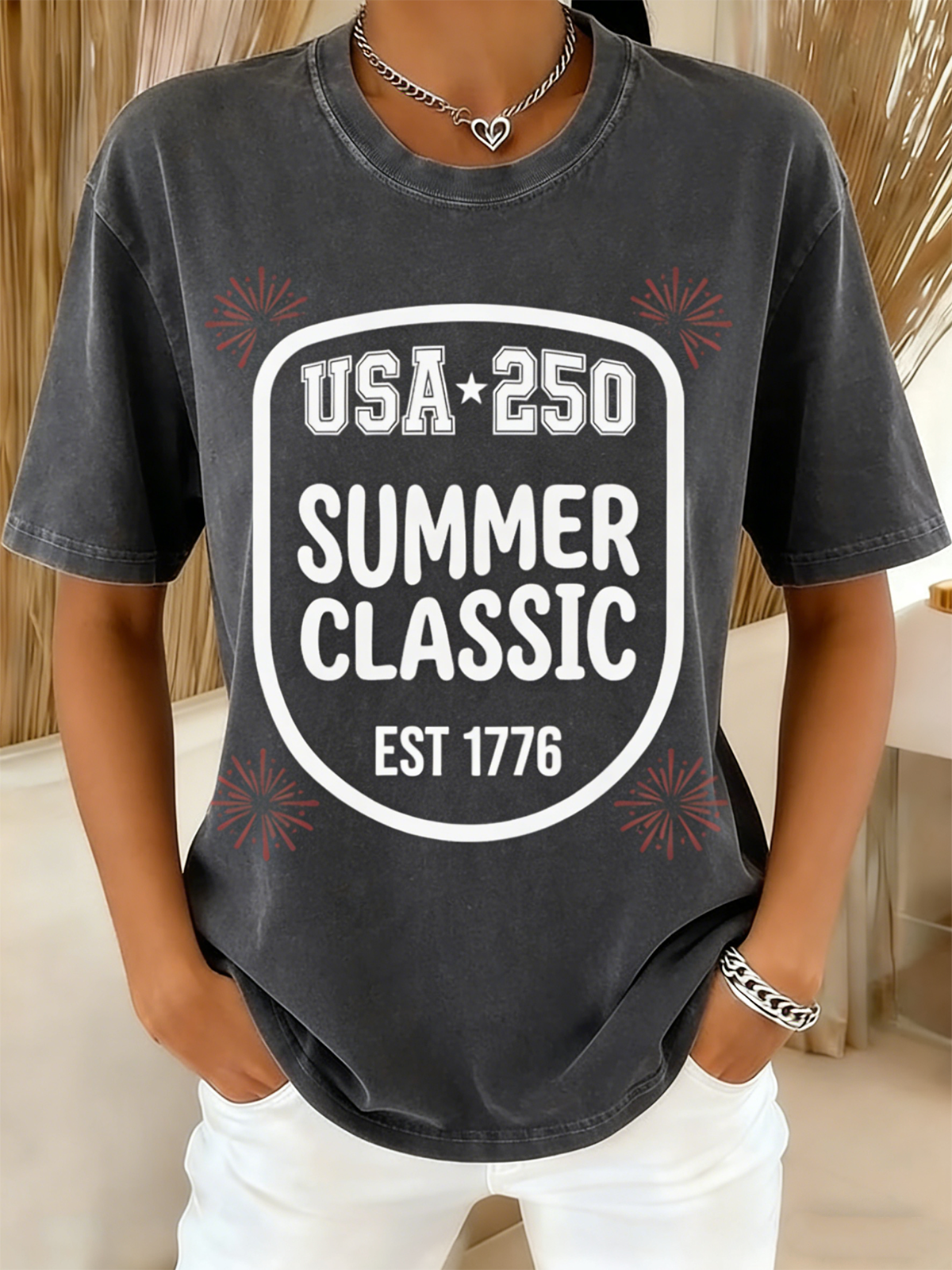 250th anniversary Casual Crew Neck Regular Fit Independence Day T-Shirt