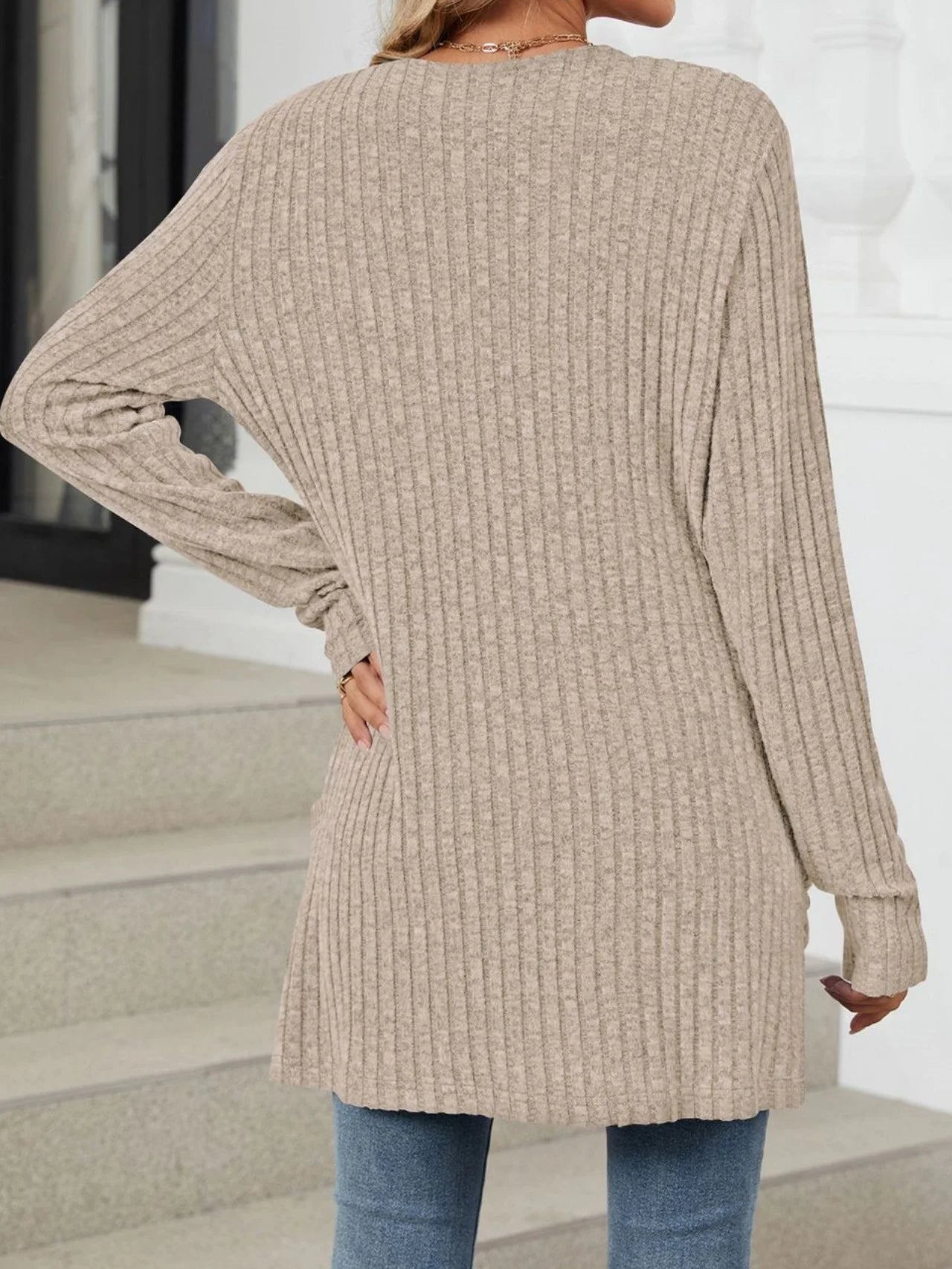 Cotton-Blend Loose Simple New Autumn And Winter Solid Color Casual Pocket Long-sleeved Warm Knitted Cardigan