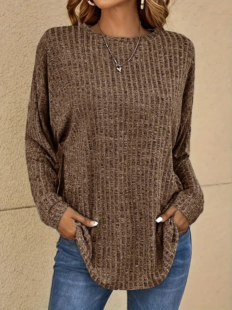 Women's Long Sleeve T-shirt Spring/Fall Brown Abstract Printing Jersey Crew Neck Daily Going Out Casual Top