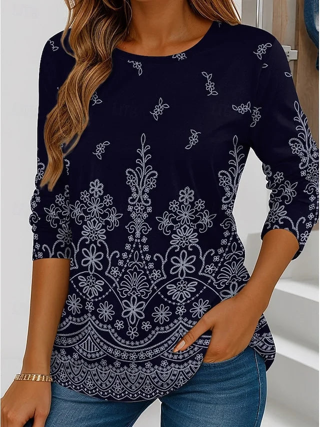 Cotton Floral Casual T-Shirt