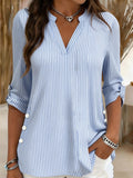 Elegant Striped Loose V Neck T-Shirt