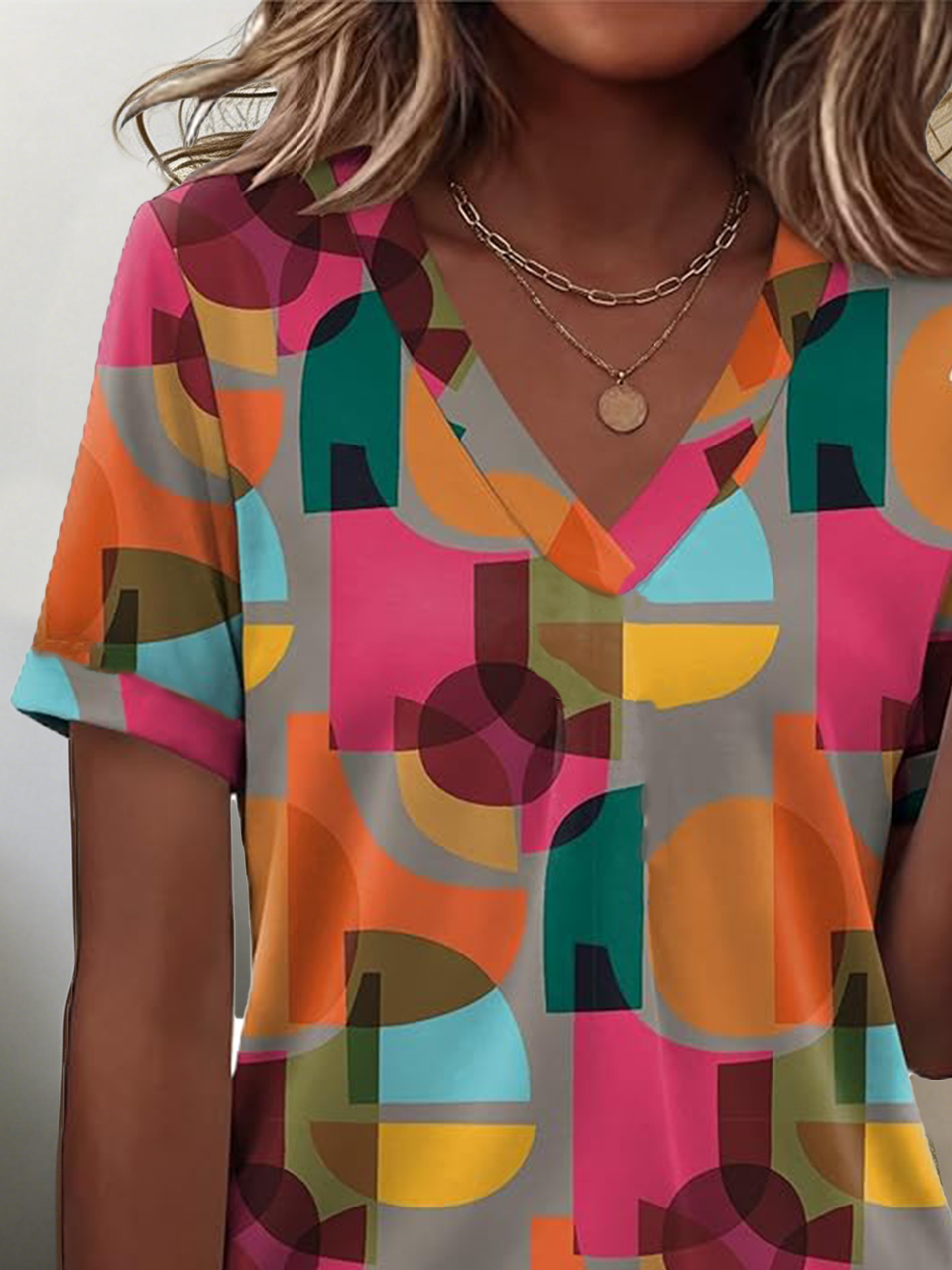 Cotton Elegant V Neck Regular Fit T-Shirt